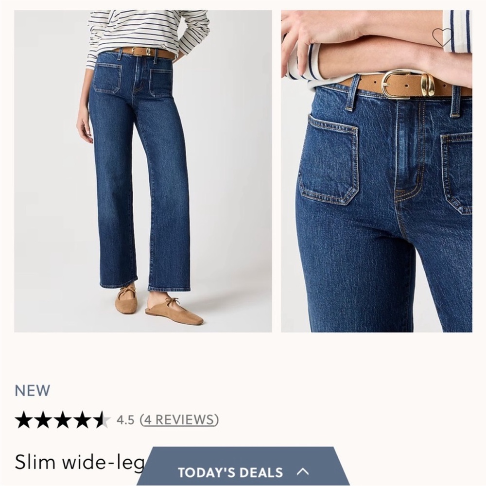 J.Crew full length wide leg jeans. Size 30. Excellent used condition.